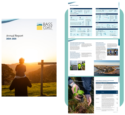 Bass Coast Shire Council Annual Report cover and pages design
