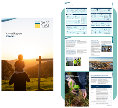 Bass Coast Shire Council Annual Report cover and pages design
