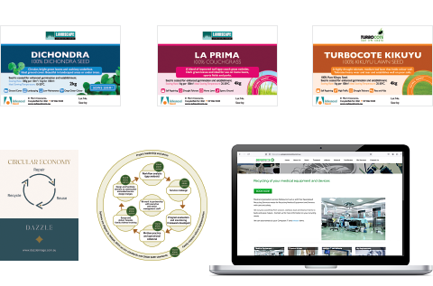 Graphic and website design labels, graphics, chart and website